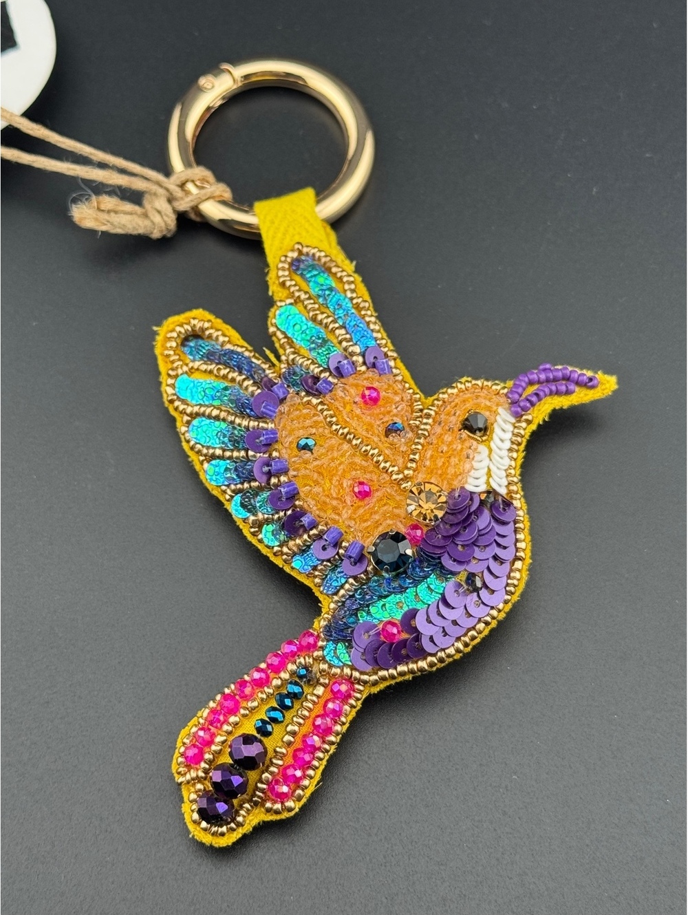 Seed Bead Hummingbird Key Ring